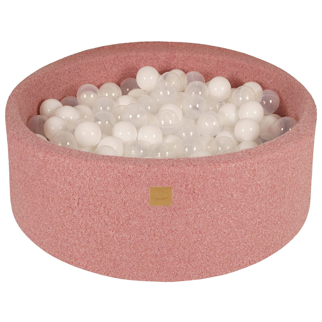 Pink Boucle Ball Pit | White & Clear Balls
