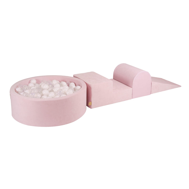Velvet Pink Play Set With Ball Pit | Clear & White Balls