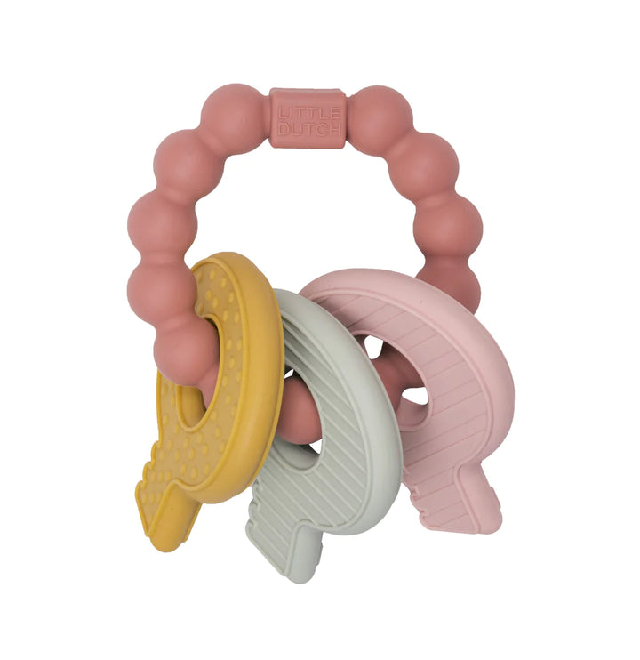 Little Dutch Silicone Teething Toy Keychain | Pink
