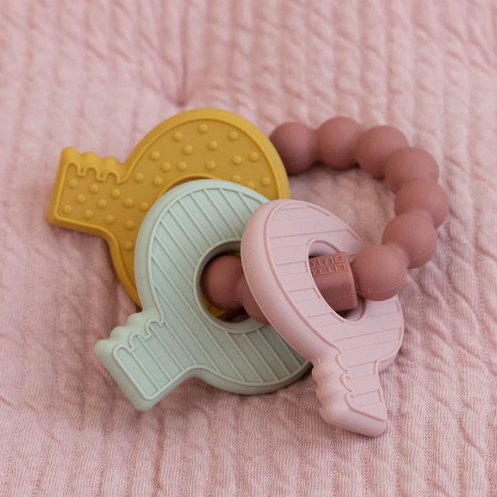 Little Dutch Silicone Teething Toy Keychain | Pink