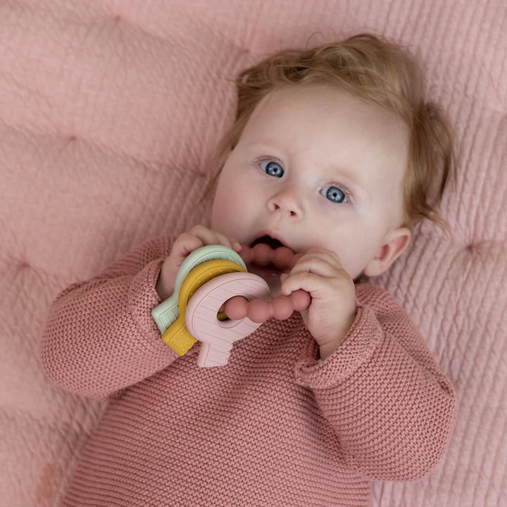 Little Dutch Silicone Teething Toy Keychain | Pink