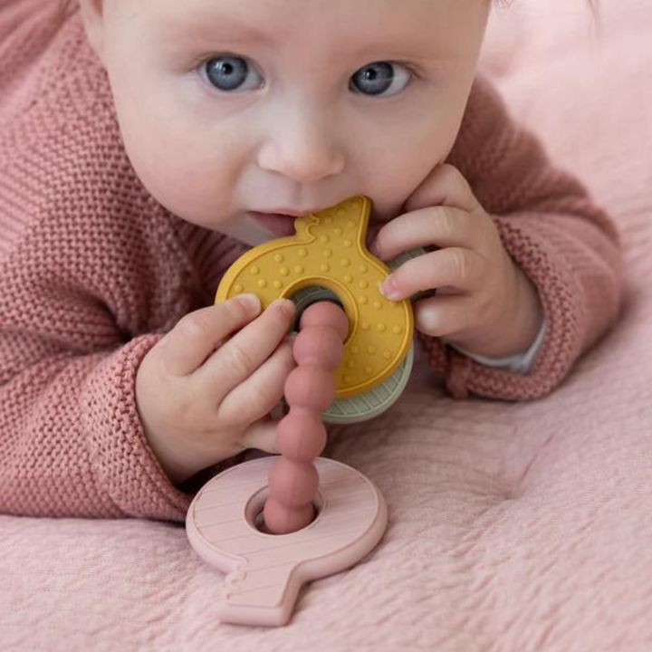 Little Dutch Silicone Teething Toy Keychain | Pink