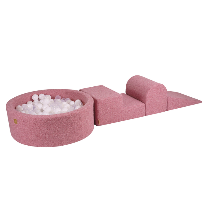 Pink Boucle Play Set With Ball Pit | White & Clear Balls