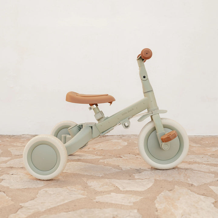 Little Dutch 4 in 1 Tricycle With Push Bar | Green