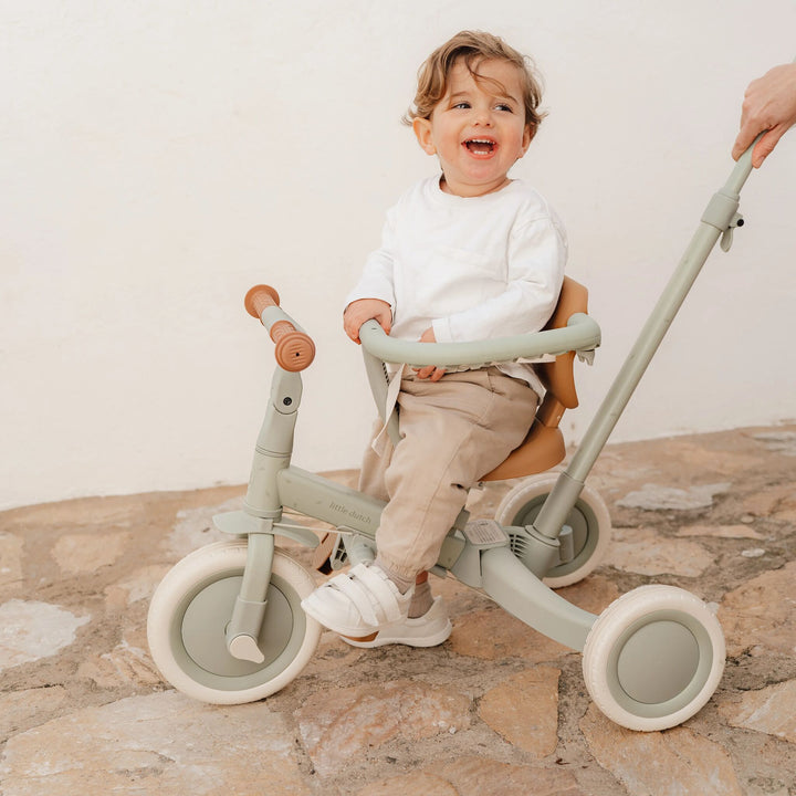 Little Dutch 4 in 1 Tricycle With Push Bar | Green