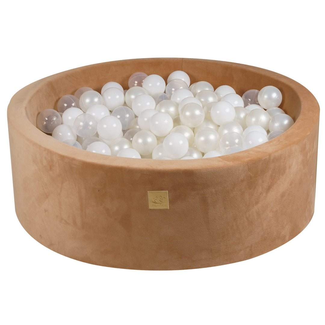 Velvet Caramel Ball Pit | White, White Pearl & Clear Balls