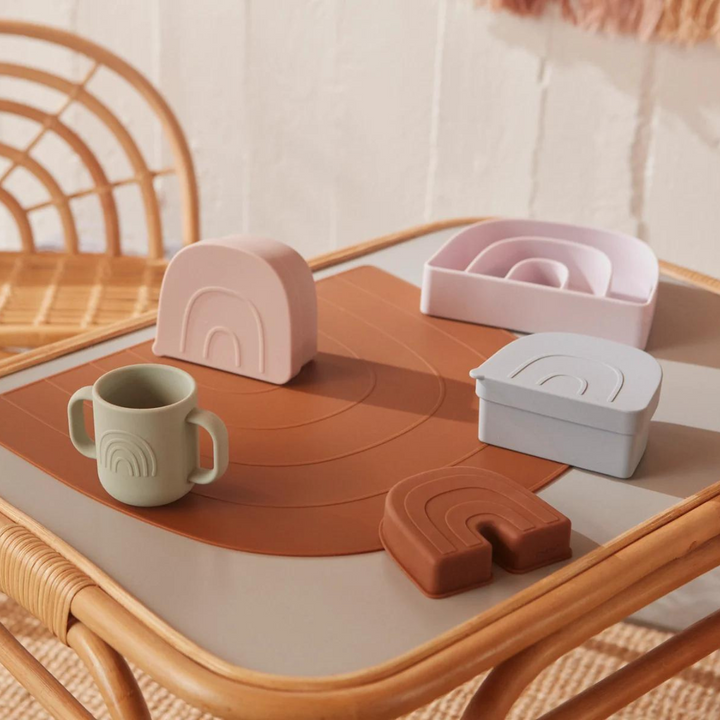 OYOY Mini Rainbow Plate & Bowl Set | Caramel/Lavender