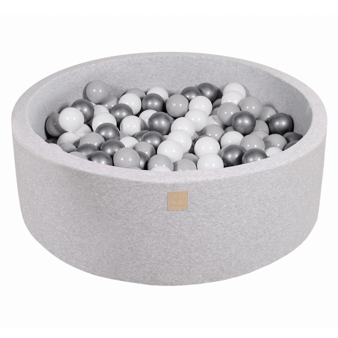 Cotton Light Grey Ball Pit | White, Grey & Silver Balls