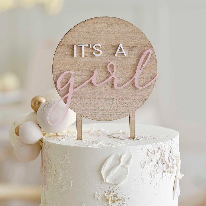 Ginger Ray It's a Girl Wooden Cake Topper