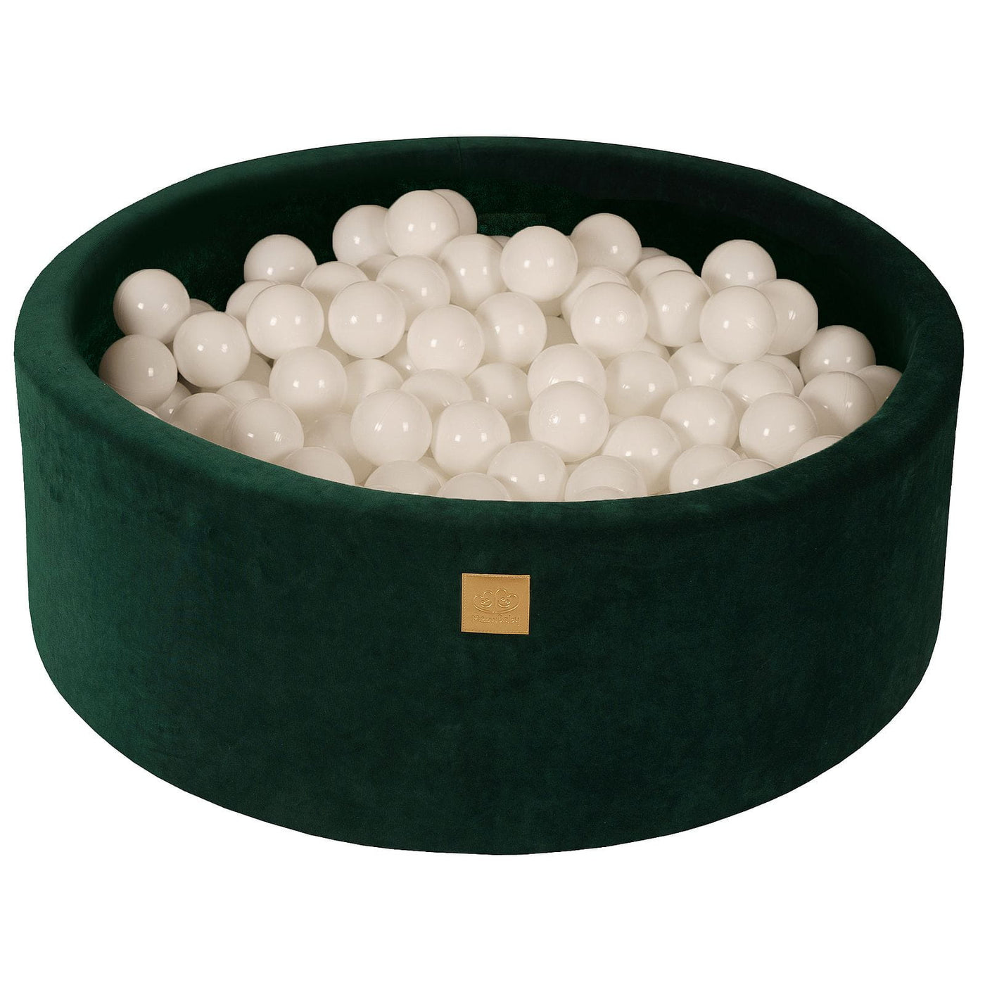 Velvet Dark Green Ball Pit | White Balls