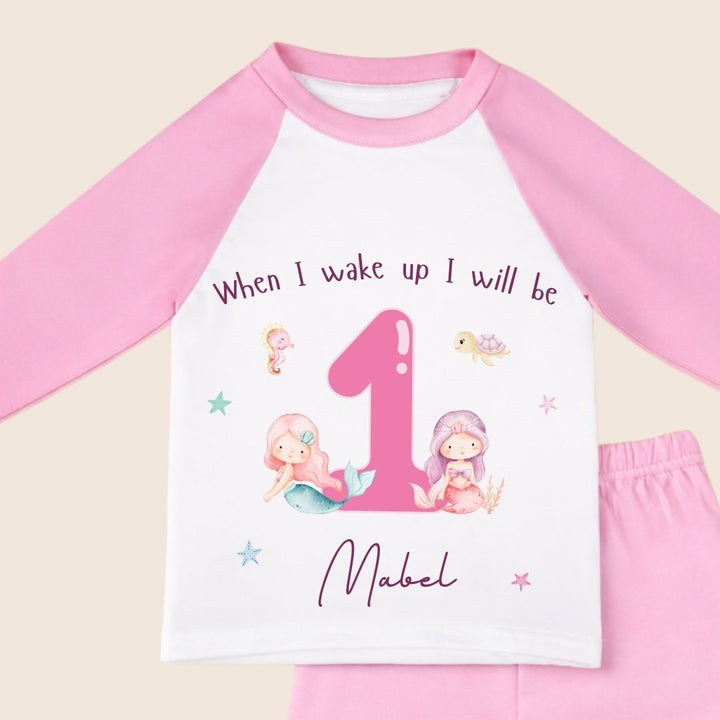 Personalised Children's Birthday Pyjamas Age 1 - 4 | Pink Mermaid