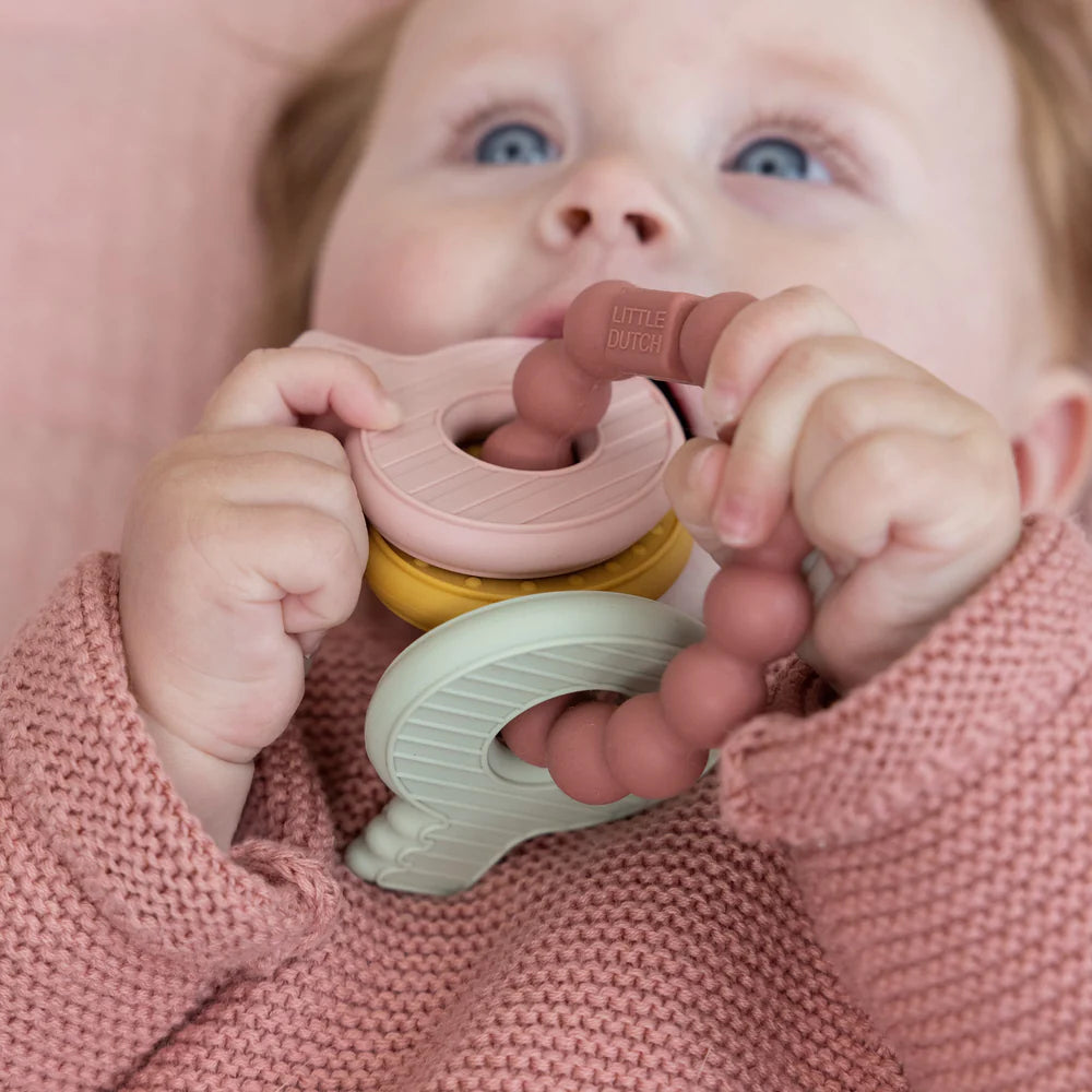 Little Dutch Silicone Teething Toy Keychain | Pink