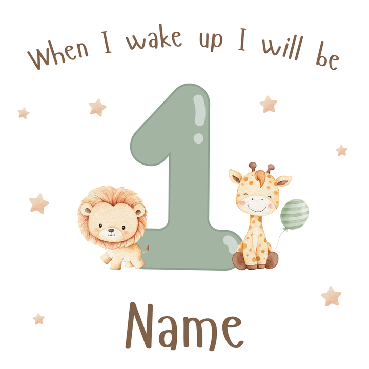 Personalised Children's Birthday Pyjamas Age 1 - 4 | Beige Safari