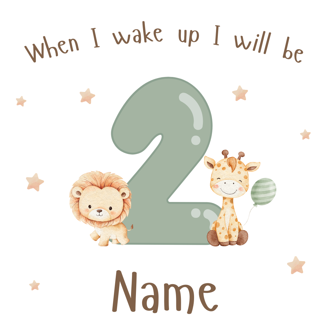 Personalised Children's Birthday Pyjamas Age 1 - 4 | Beige Safari