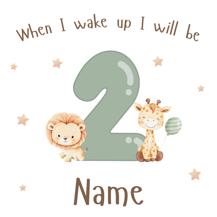 Personalised Children's Birthday Pyjamas Age 1 - 4 | Beige Safari