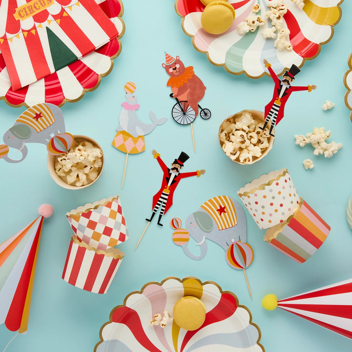 Circus Food Picks & Food Cup Set | Pack of 12