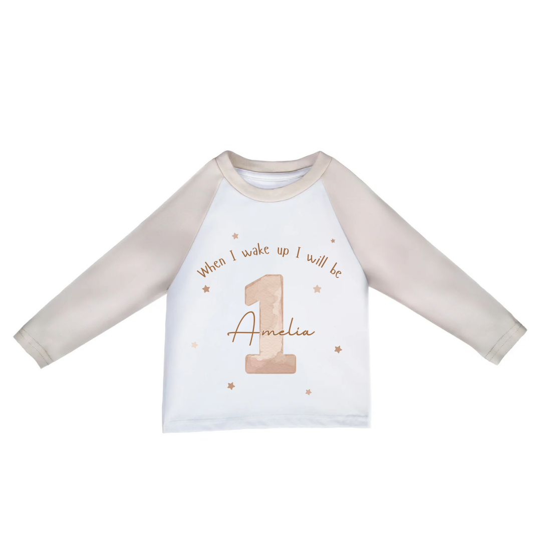 Personalised Children's Birthday Pyjamas Age 1 - 4 | Beige