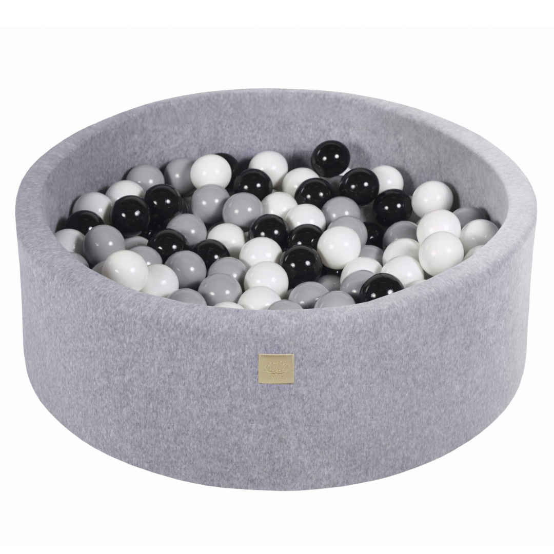 Velvet Light Grey Ball Pit | Black, Grey & White Balls