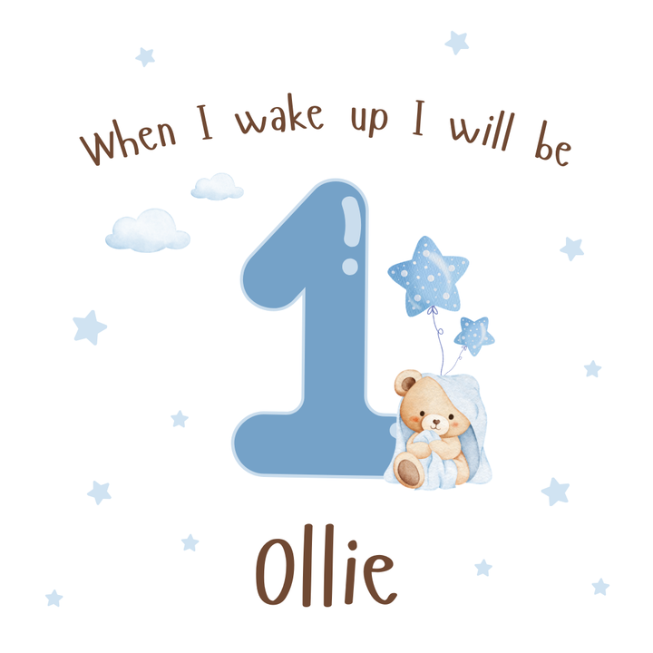 Personalised Children's Birthday Pyjamas Age 1 - 4 | Blue Teddy