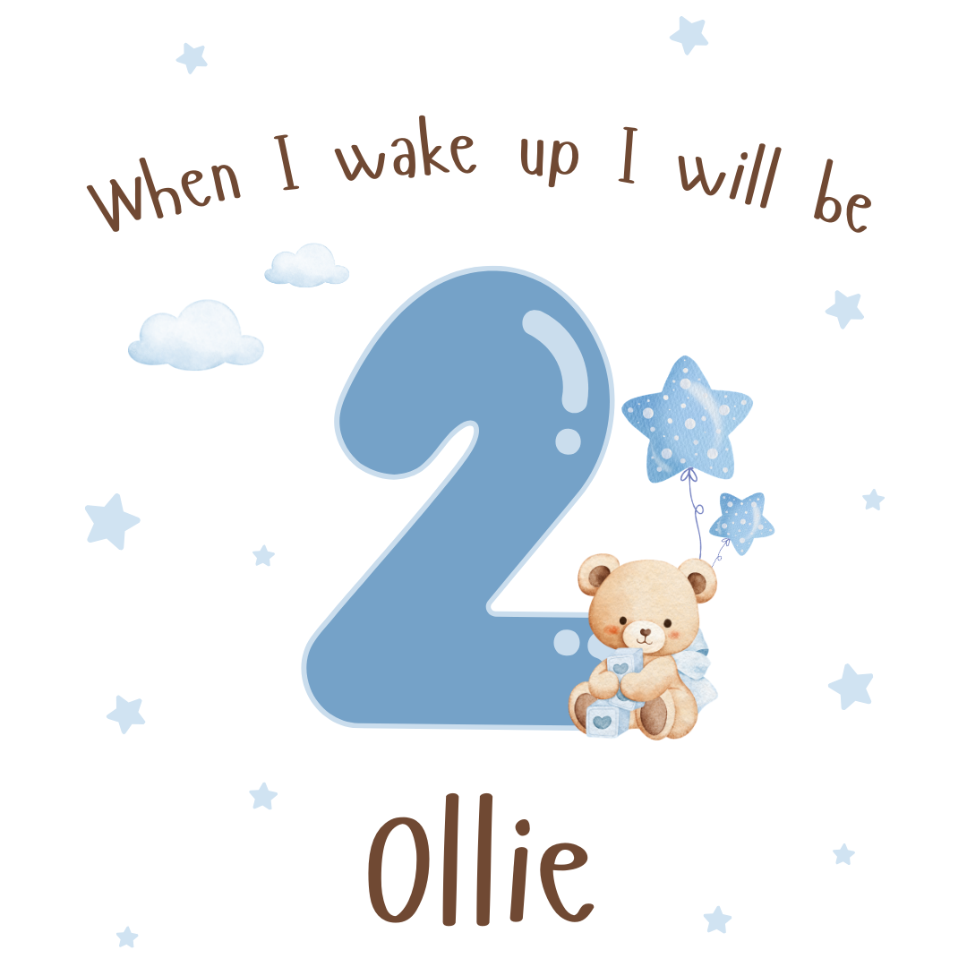 Personalised Children's Birthday Pyjamas Age 1 - 4 | Blue Teddy