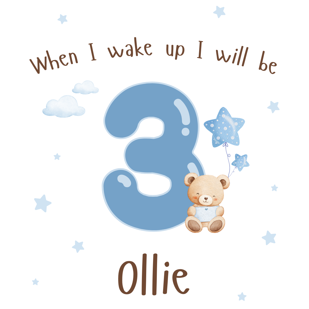 Personalised Children's Birthday Pyjamas Age 1 - 4 | Blue Teddy