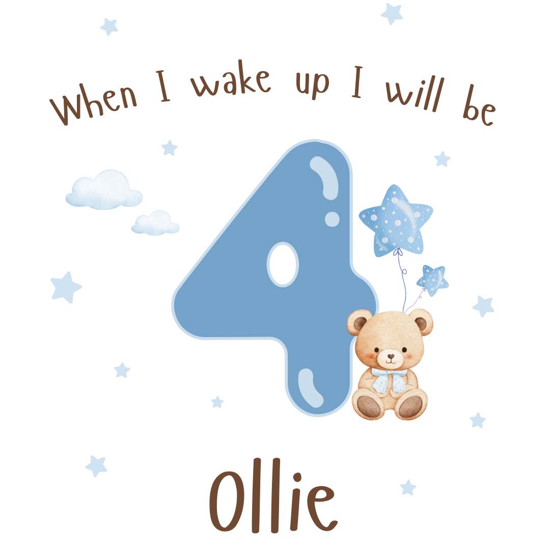 Personalised Children's Birthday Pyjamas Age 1 - 4 | Blue Teddy