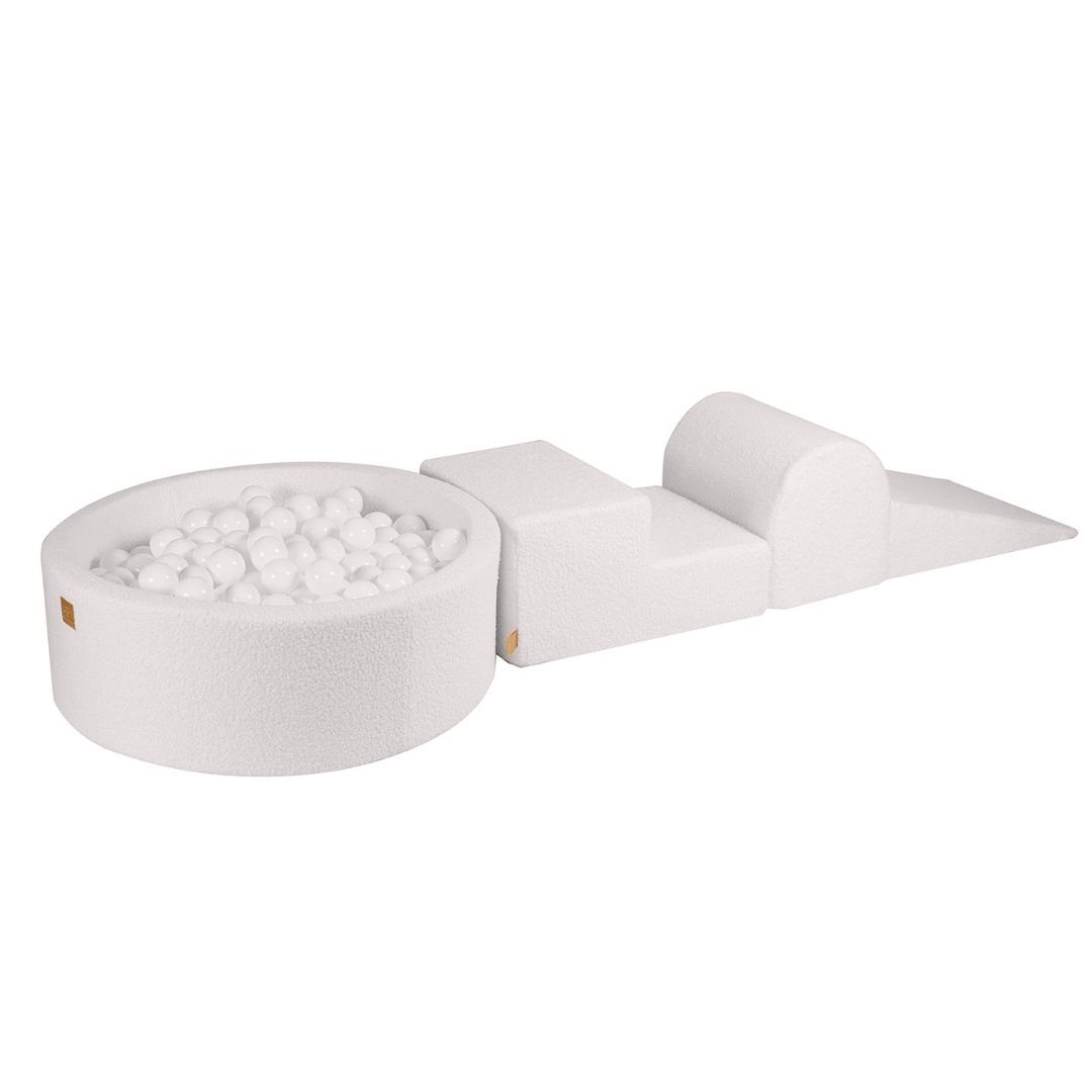 White Boucle Play Set With Ball Pit | White & Clear Balls