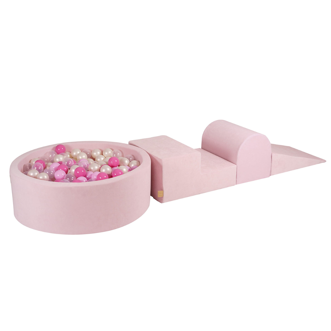 Velvet Pink Play Set With Ball Pit | Pastel Pink, Light pink, Clear & Pearl White Balls