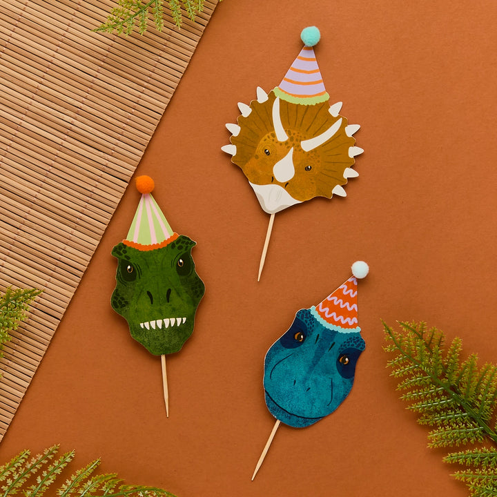 Dinosaur Food Picks & Food Cup Set | Pack of 12