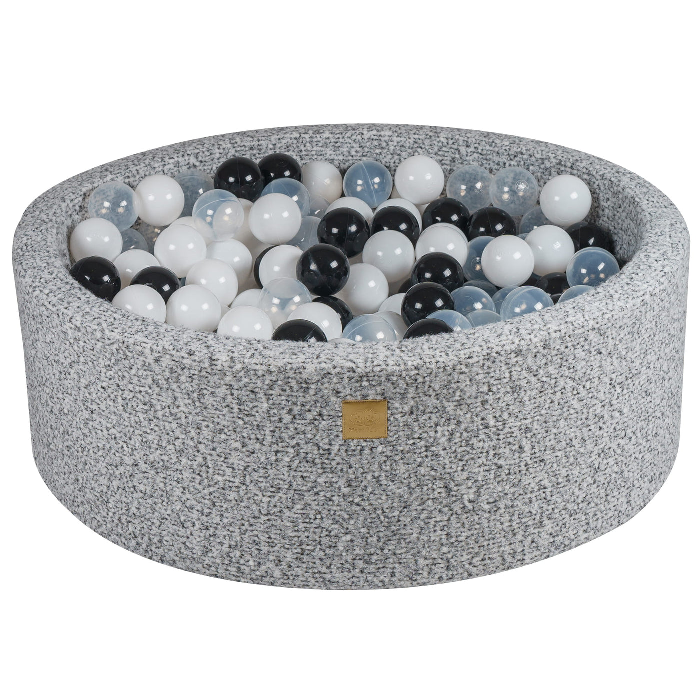 Marled Grey Boucle Ball Pit | Black, White & Clear Balls