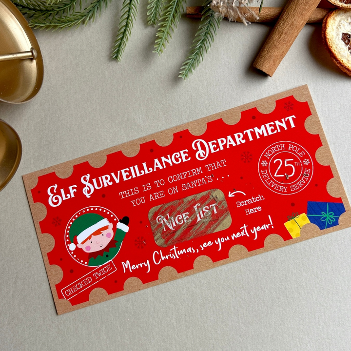 Christmas Nice List Elf Scratch Certificate