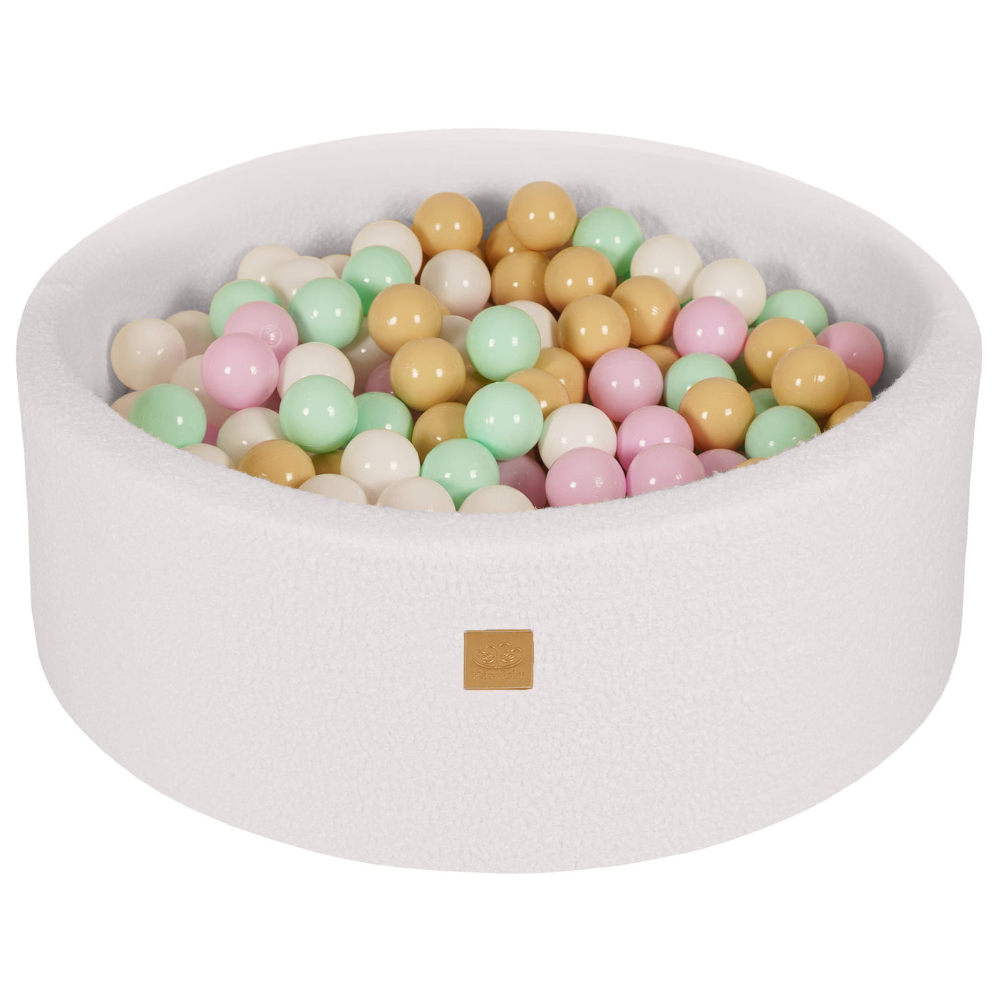 White Boucle Ball Pit | Pastel Pink, Mint, White & Beige Balls