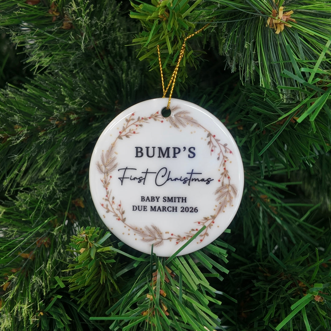 Personalised Bump's First Christmas Bauble