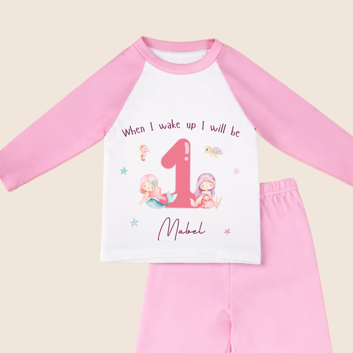 Personalised Children's Birthday Pyjamas Age 1 - 4 | Pink Mermaid