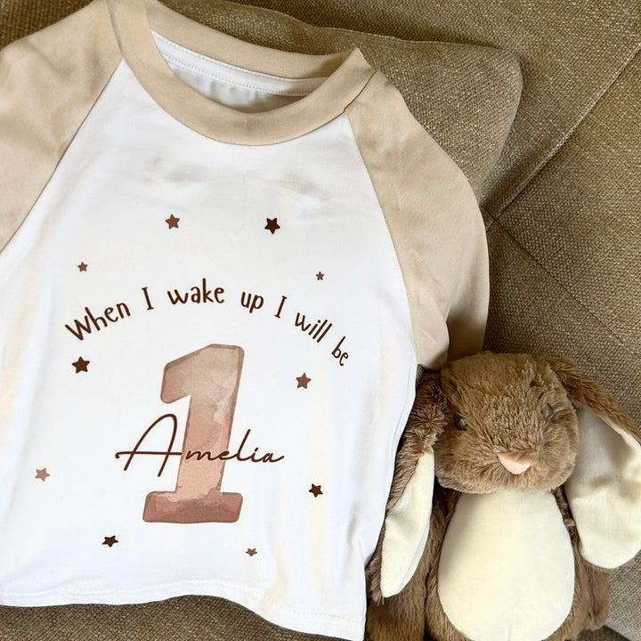Personalised Children's Birthday Pyjamas Age 1 - 4 | Beige