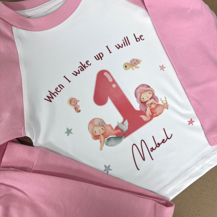 Personalised Children's Birthday Pyjamas Age 1 - 4 | Pink Mermaid