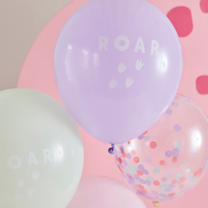 Ginger Ray Pink, Lilac and Pastel Green Roar Balloon Bundle