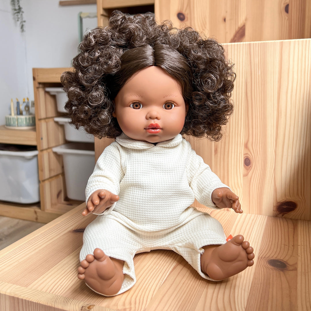 Doll Pyjama Set with Hat | Beige