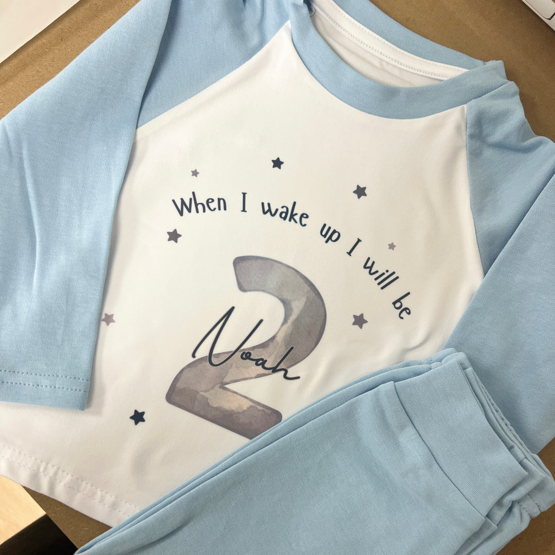 Personalised Children's Birthday Pyjamas Age 1 - 4 | Blue