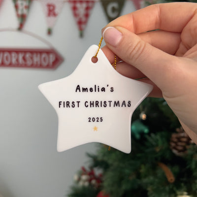Personalised Star First Christmas Bauble