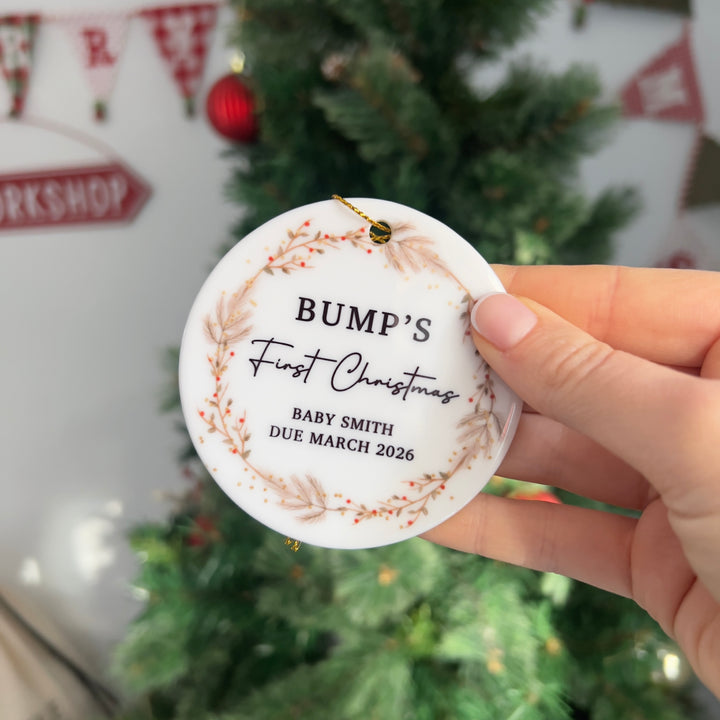 Personalised Bump's First Christmas Bauble