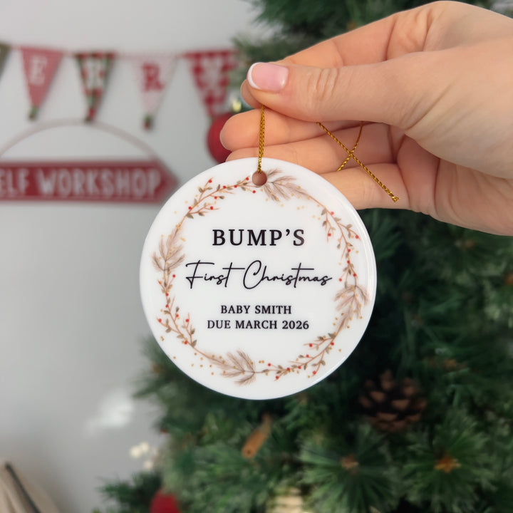 Personalised Bump's First Christmas Bauble