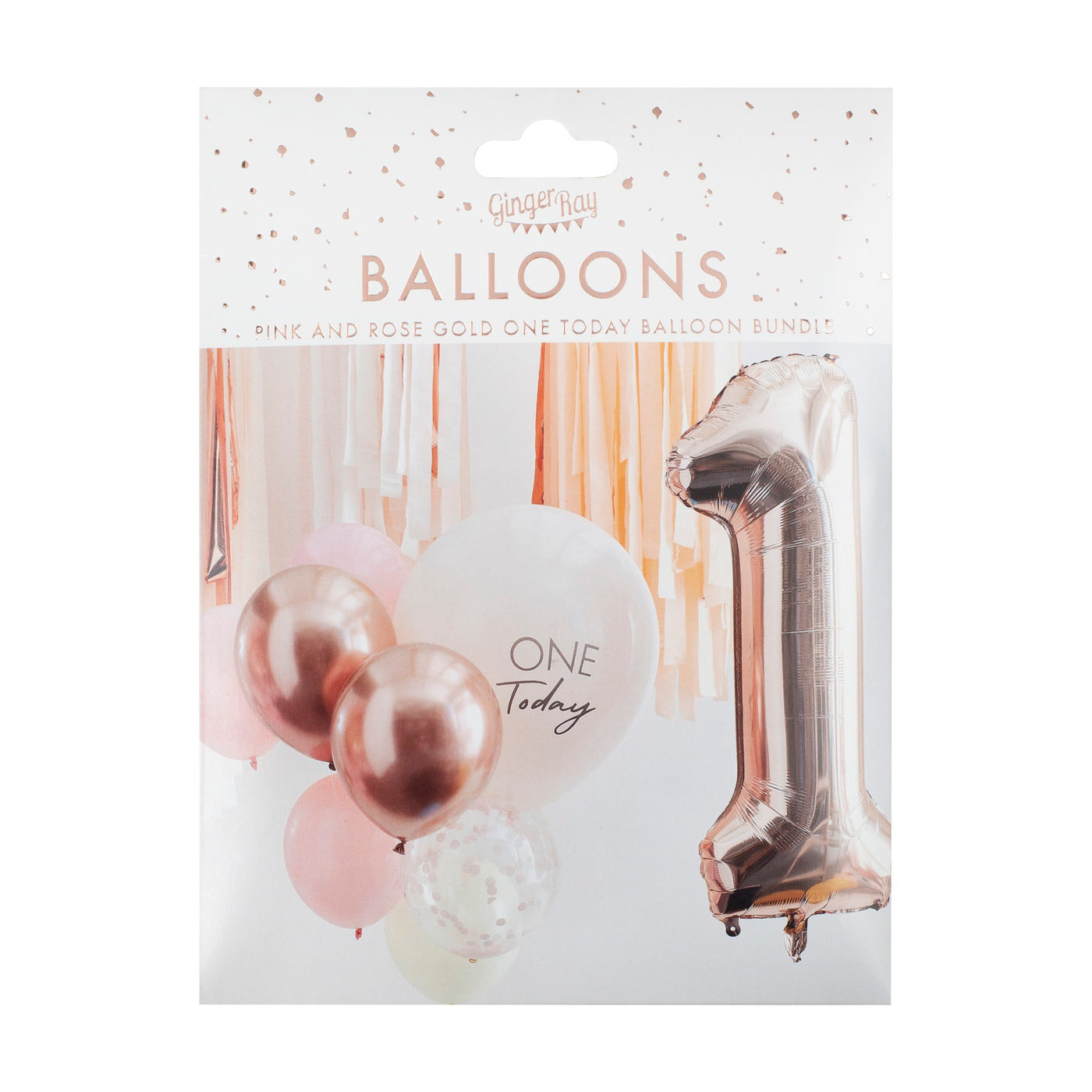 Ginger Ray Pink and Rose Gold First Birthday Balloons