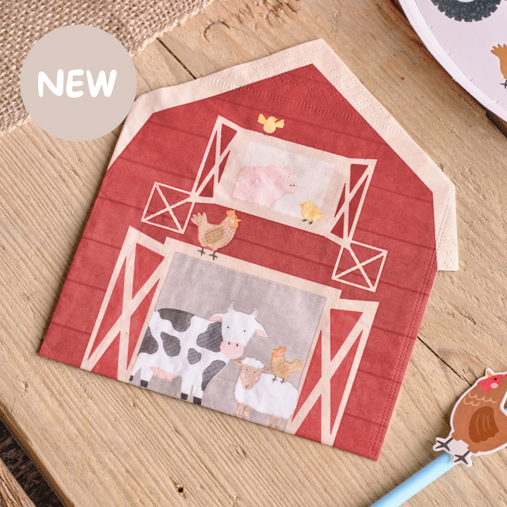 Ginger Ray Barn Shaped Farm Paper Party Napkins