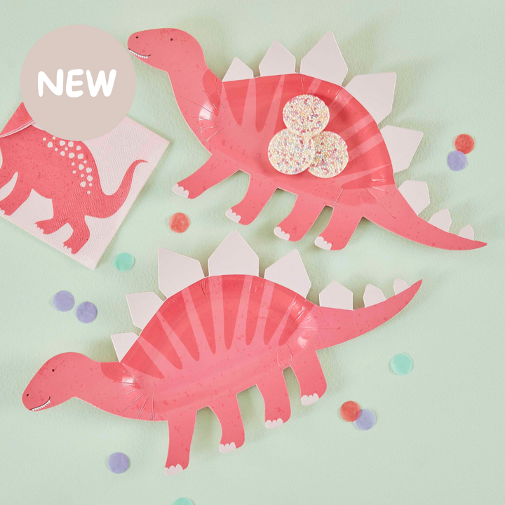 Ginger Ray Pink Shaped Dinosaur Sweet Treat Plate