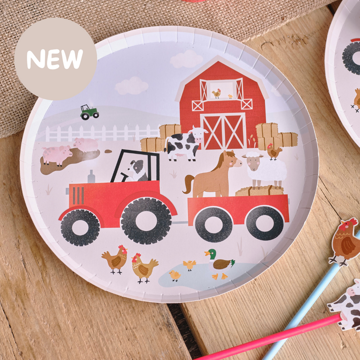 Ginger Ray Farm Animals Paper Party Plates