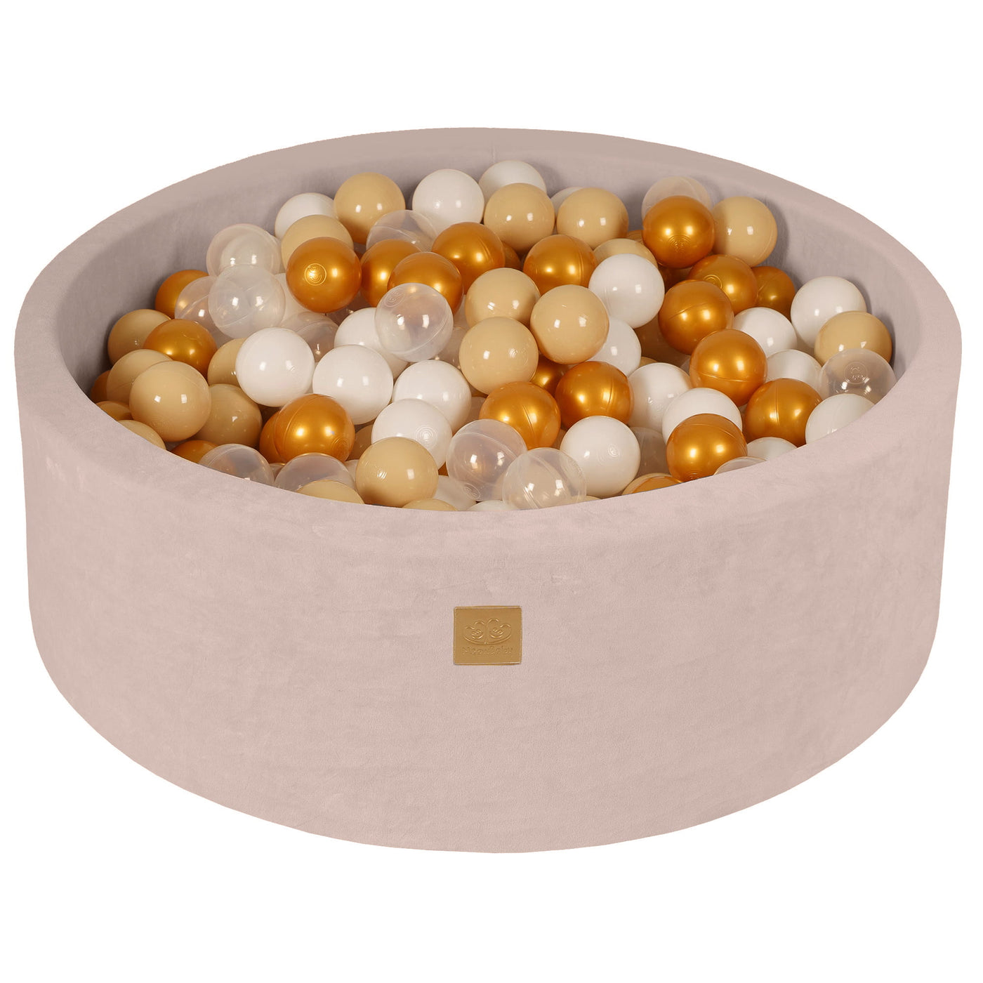 Velvet Ecru Ball Pit - Gold, Beige, White & Clear Balls