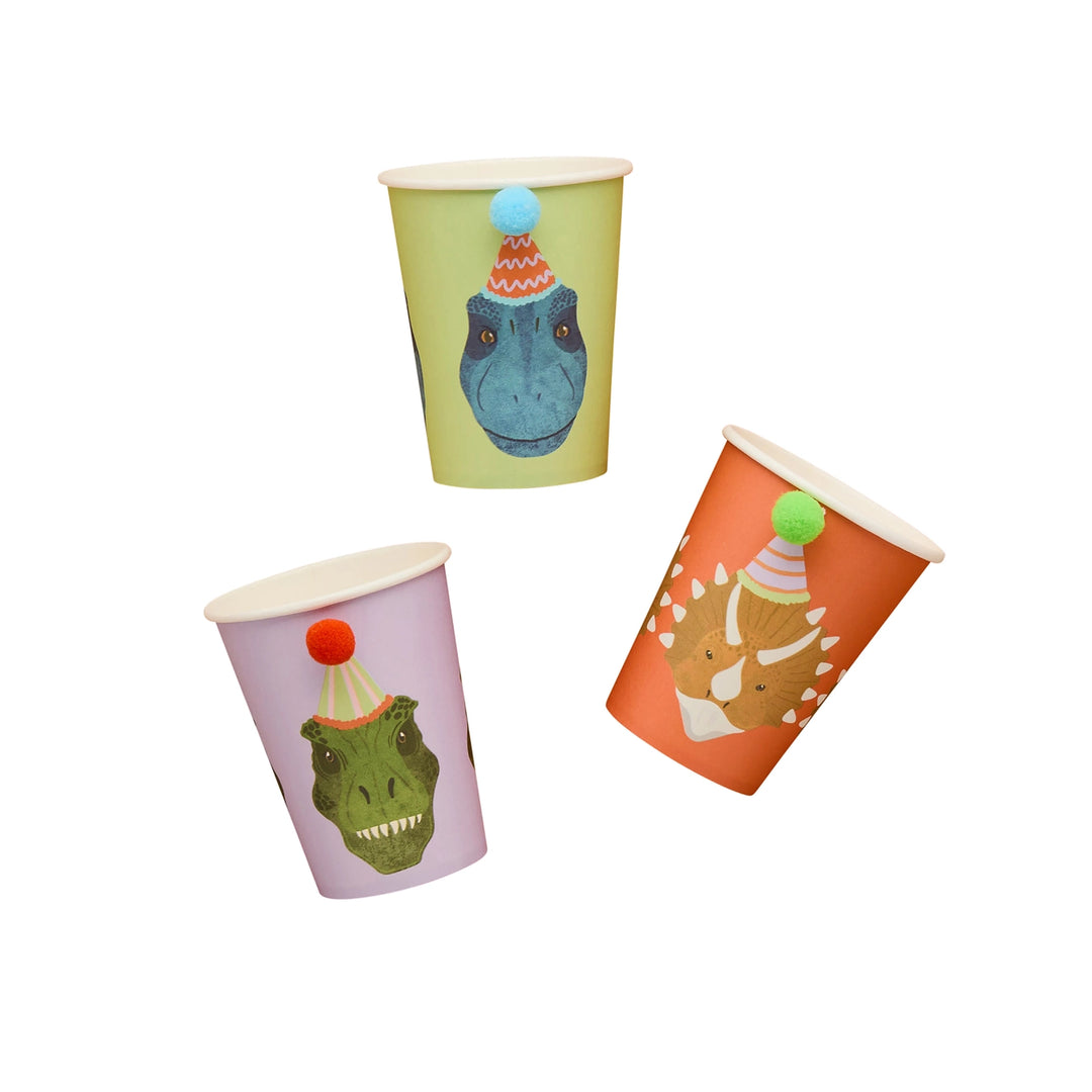 Party Dinosaur Pom Pom Paper Cups | Pack of 6