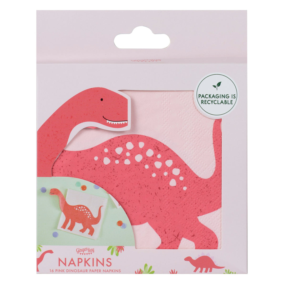Ginger Ray Pink Pop Out Dinosaur Paper Napkin