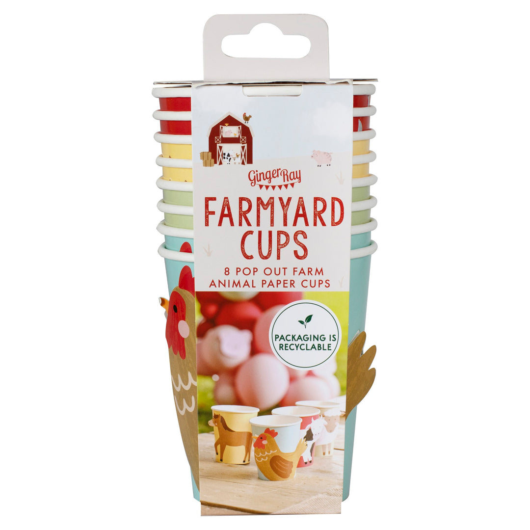Ginger Ray Farm Animals Paper Party Cups